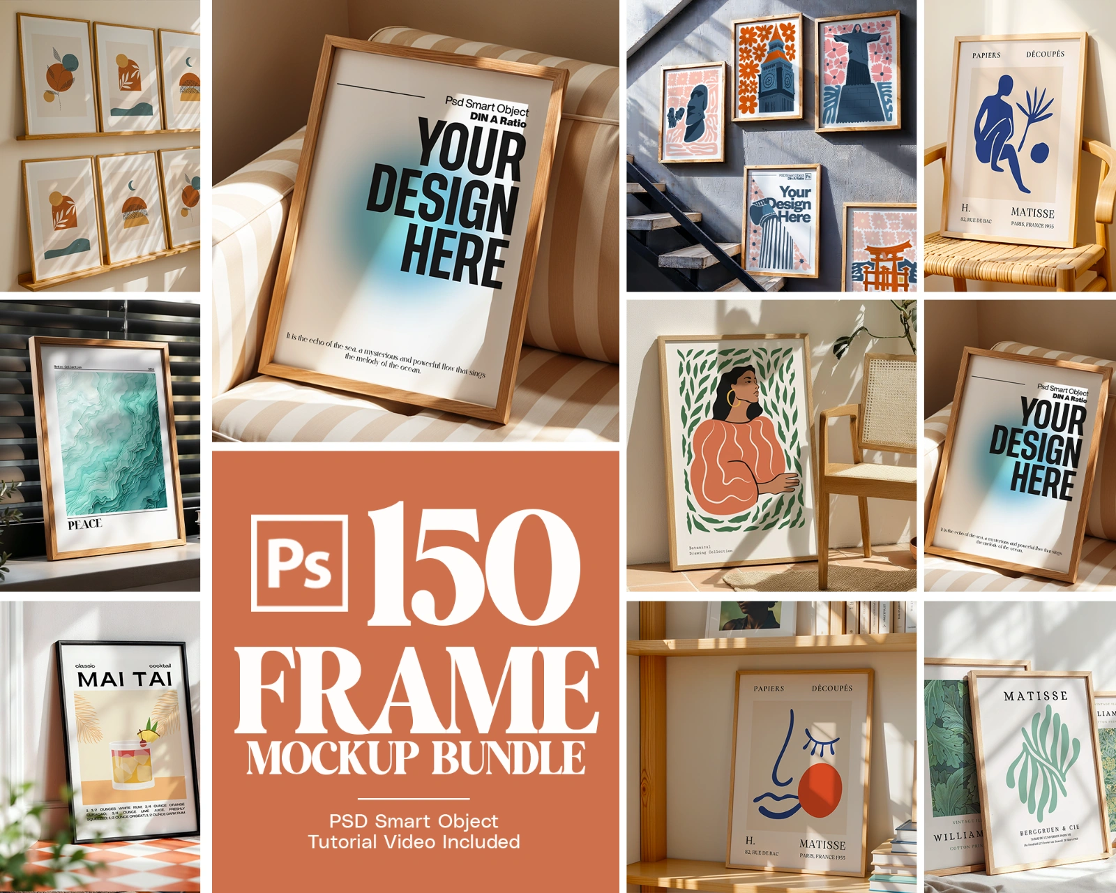 150 Poster Frame Mockup PSD Bundle, Wall Art Display , Din A Ratio — image 1