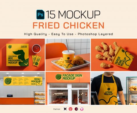 Premium Branding Fried Chicken Restaurant Mockup