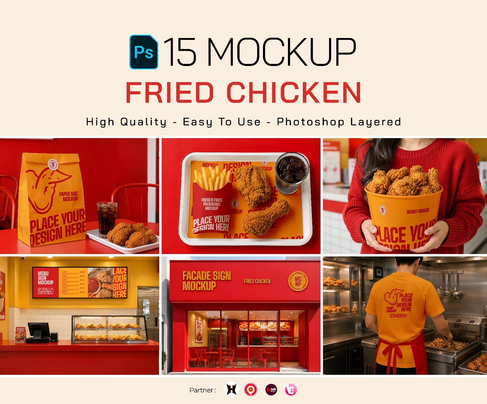 Premium Branding Red Orange Coffee Shop Mockup — image 1