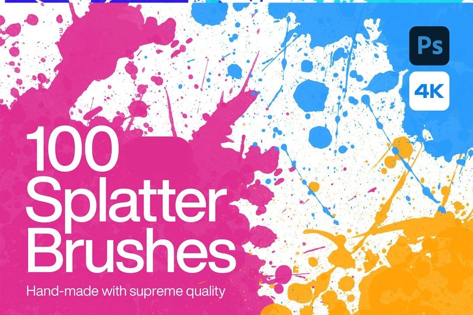 100 Realistic Splatter Photoshop Brushes - Splatter Brushes Download - Splatter Canvas - Photoshop