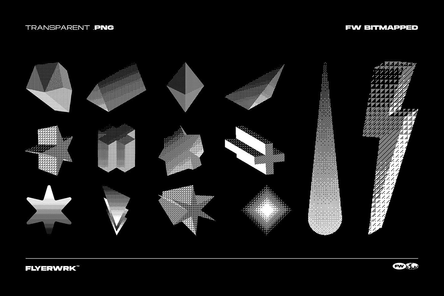 120 Bitmapped design elements