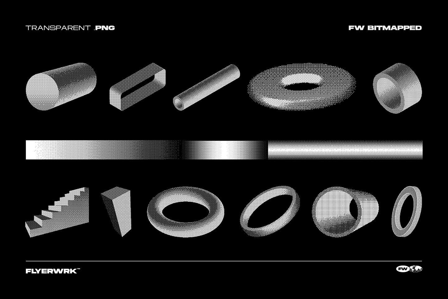 120 Bitmapped design elements