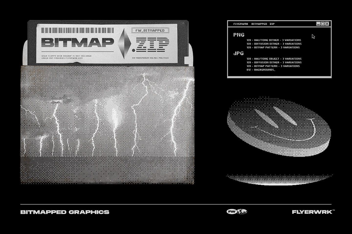 120 Bitmapped design elements