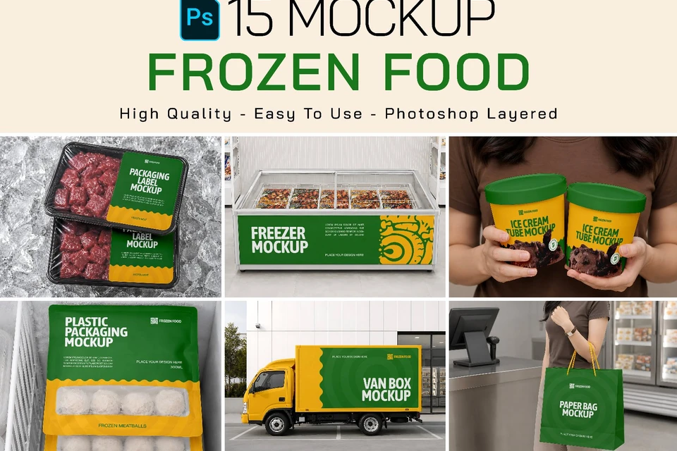 Premium Branding Frozen Food Mart Mockup