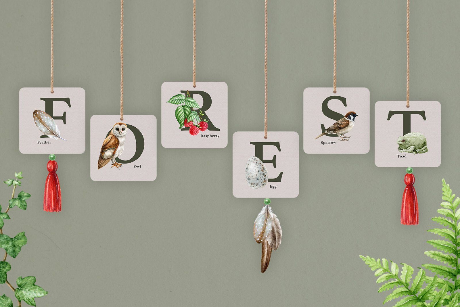 Forest Alphabet Watercolor Clipart — image 10