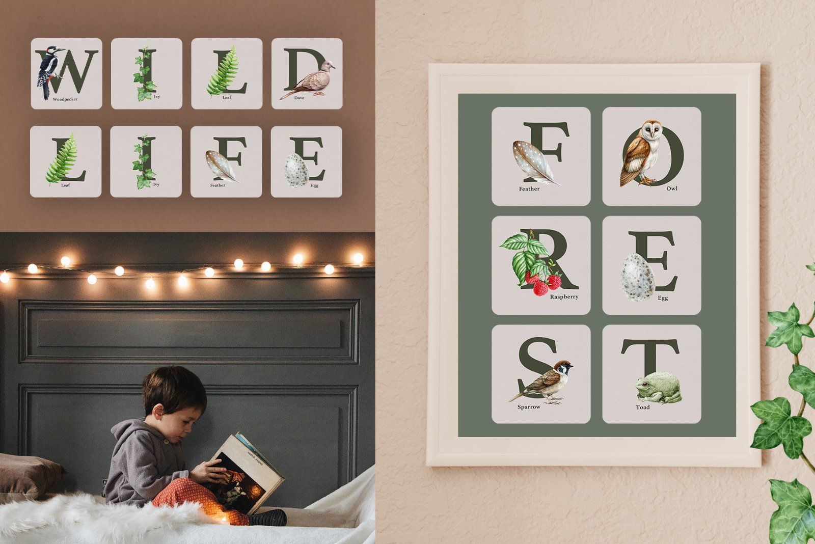 Forest Alphabet Watercolor Clipart — image 8