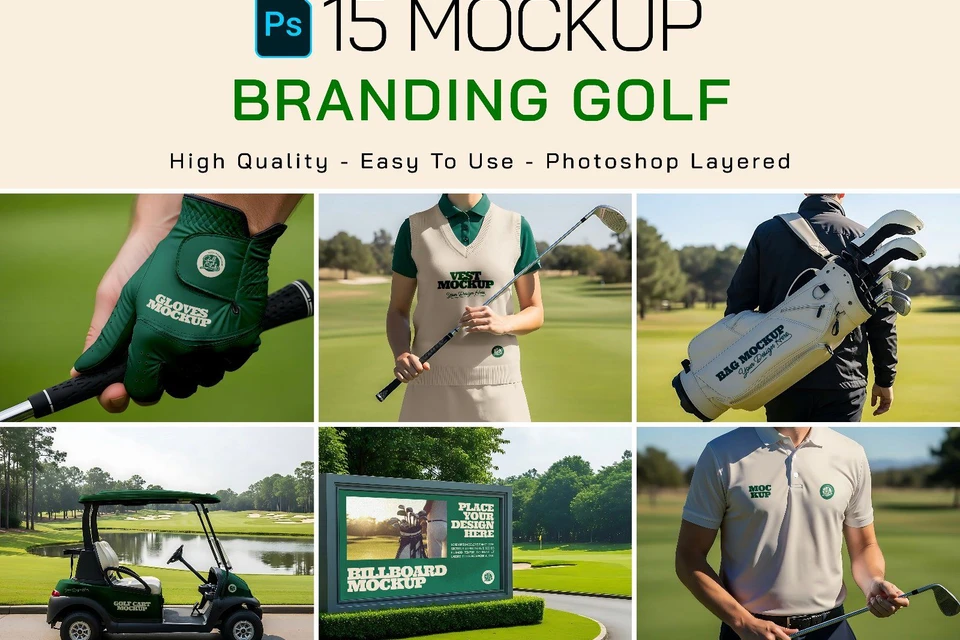 Premium Branding Green Golf Mockup