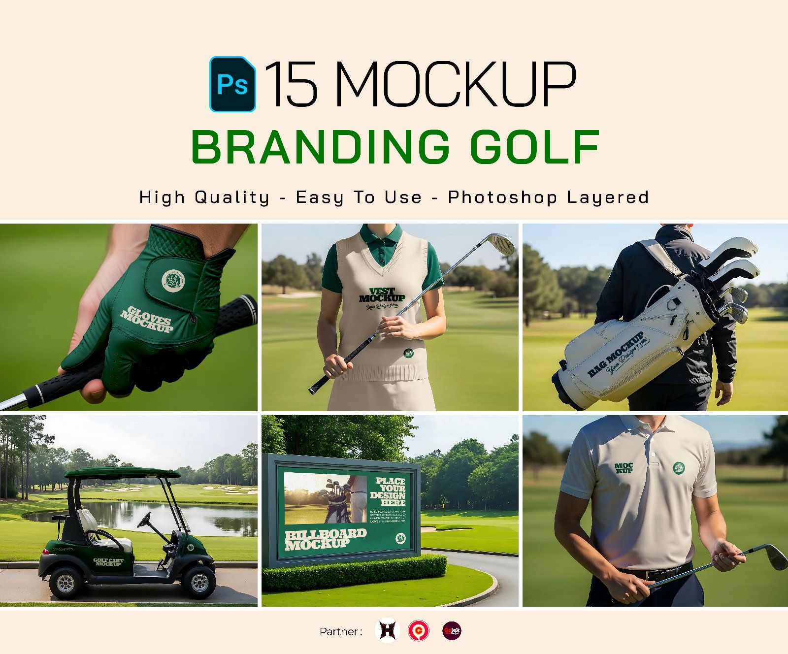 Premium Branding Green Golf Mockup