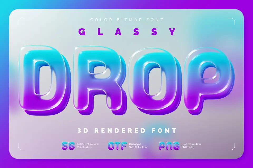 Glassy Drop - Color Bitmap Font