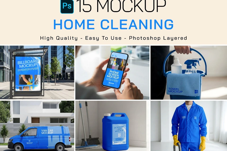 Premium Branding Home Cleaning Mockup