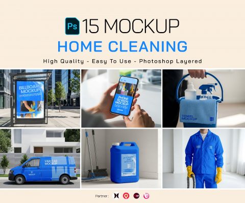 Premium Branding Home Cleaning Mockup
