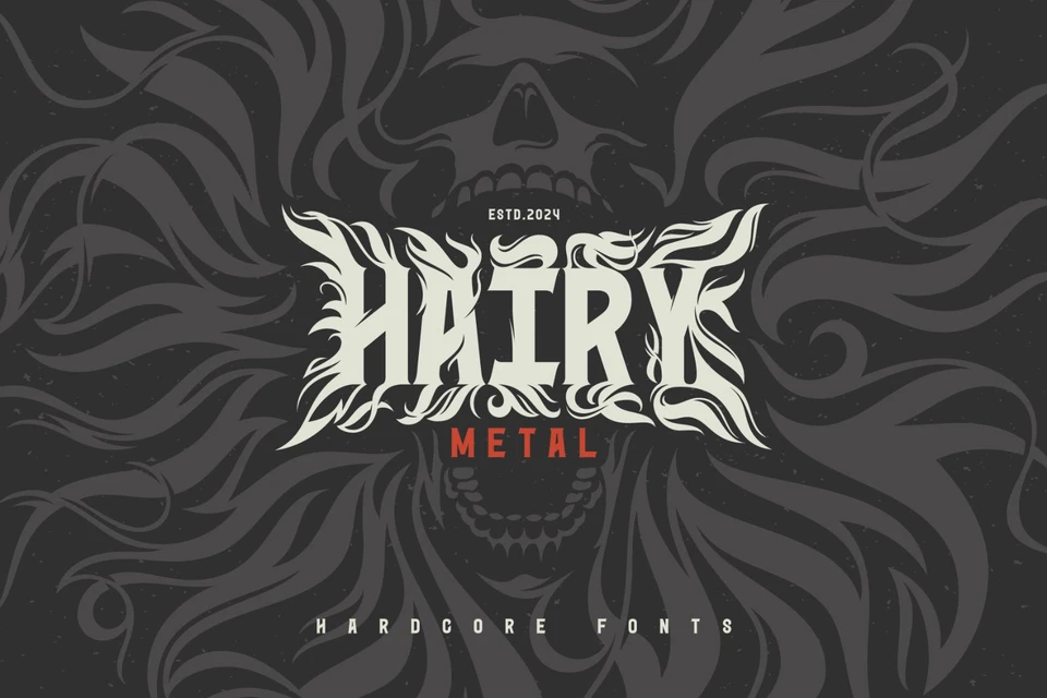 Hairy Metal - Hardcore Font