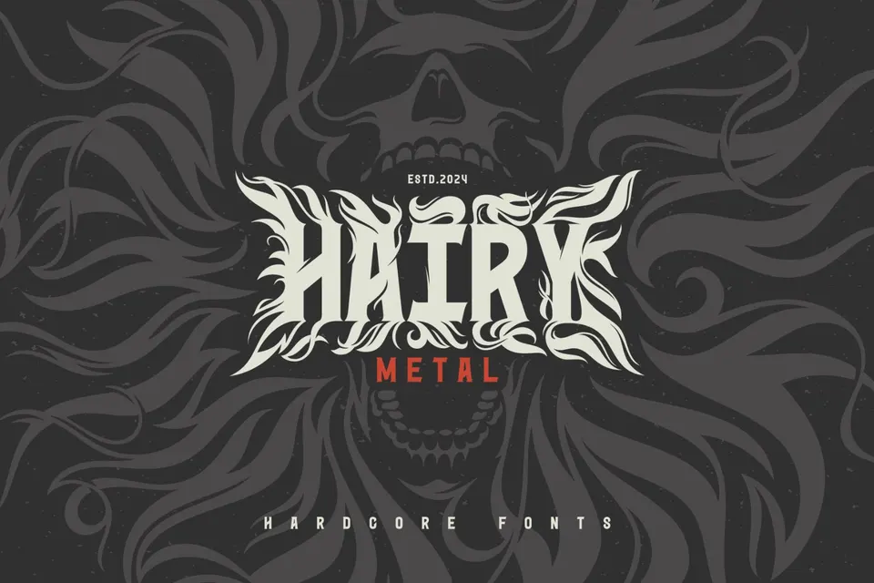Hairy Metal - Hardcore Font
