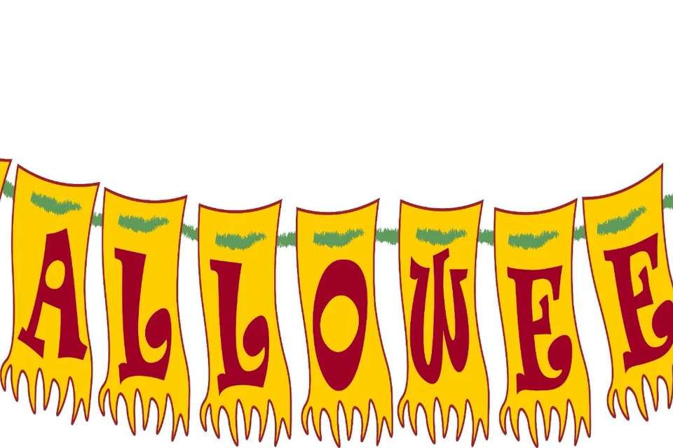 Halloween Garland with Fringed Letter Flags