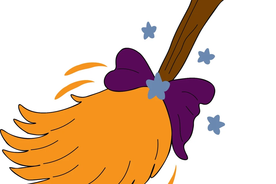 Halloween Witch Broom Swooshing with Stars