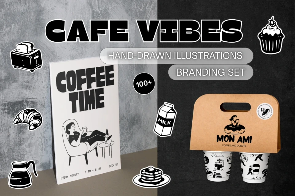 Cafe Vibes Hand Drawn Illustrations