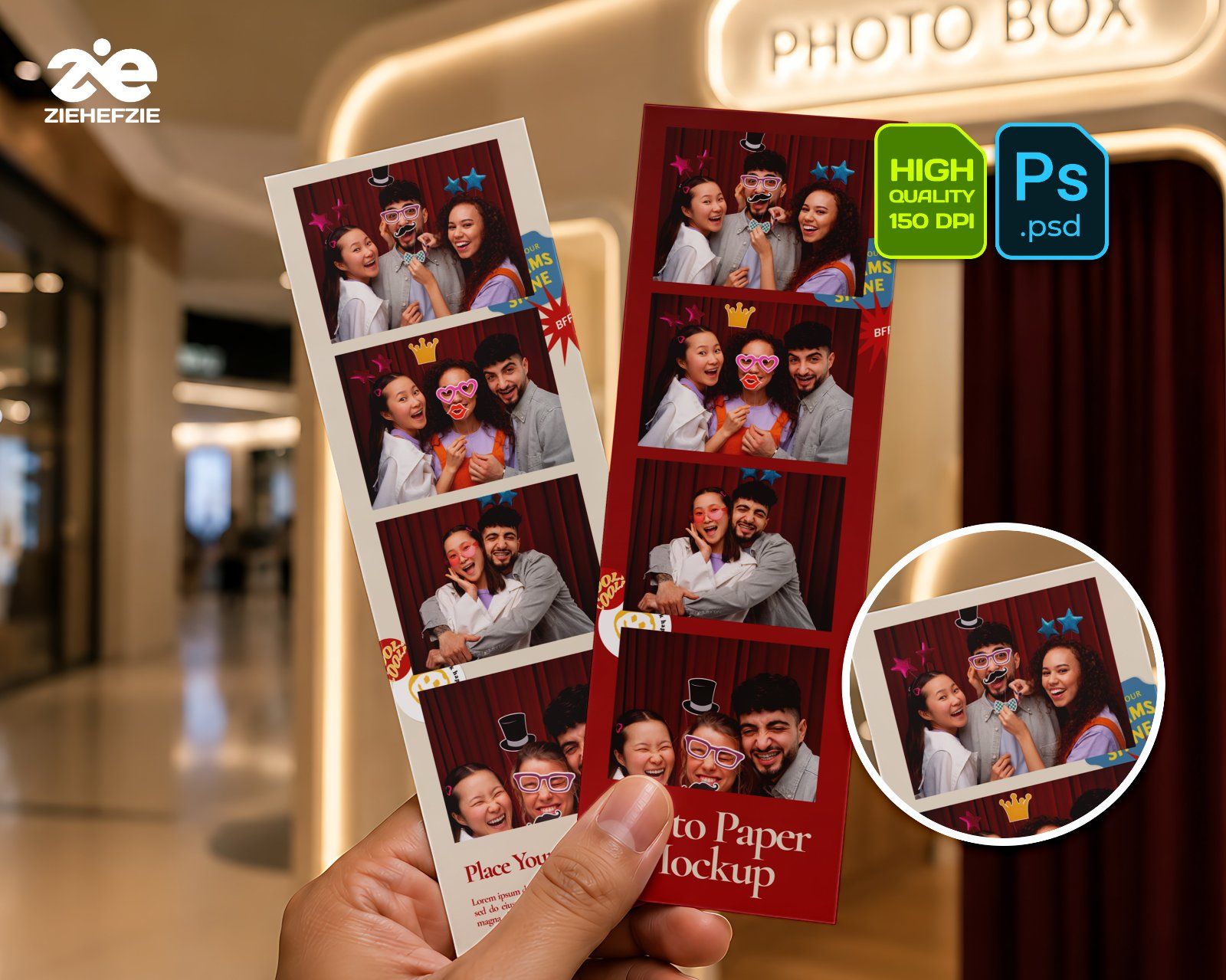 Premium Photo Box Rental Mockup Bundle – 15 Gen-Z PSD Scenes for Photobox Strips, Curtain Booths