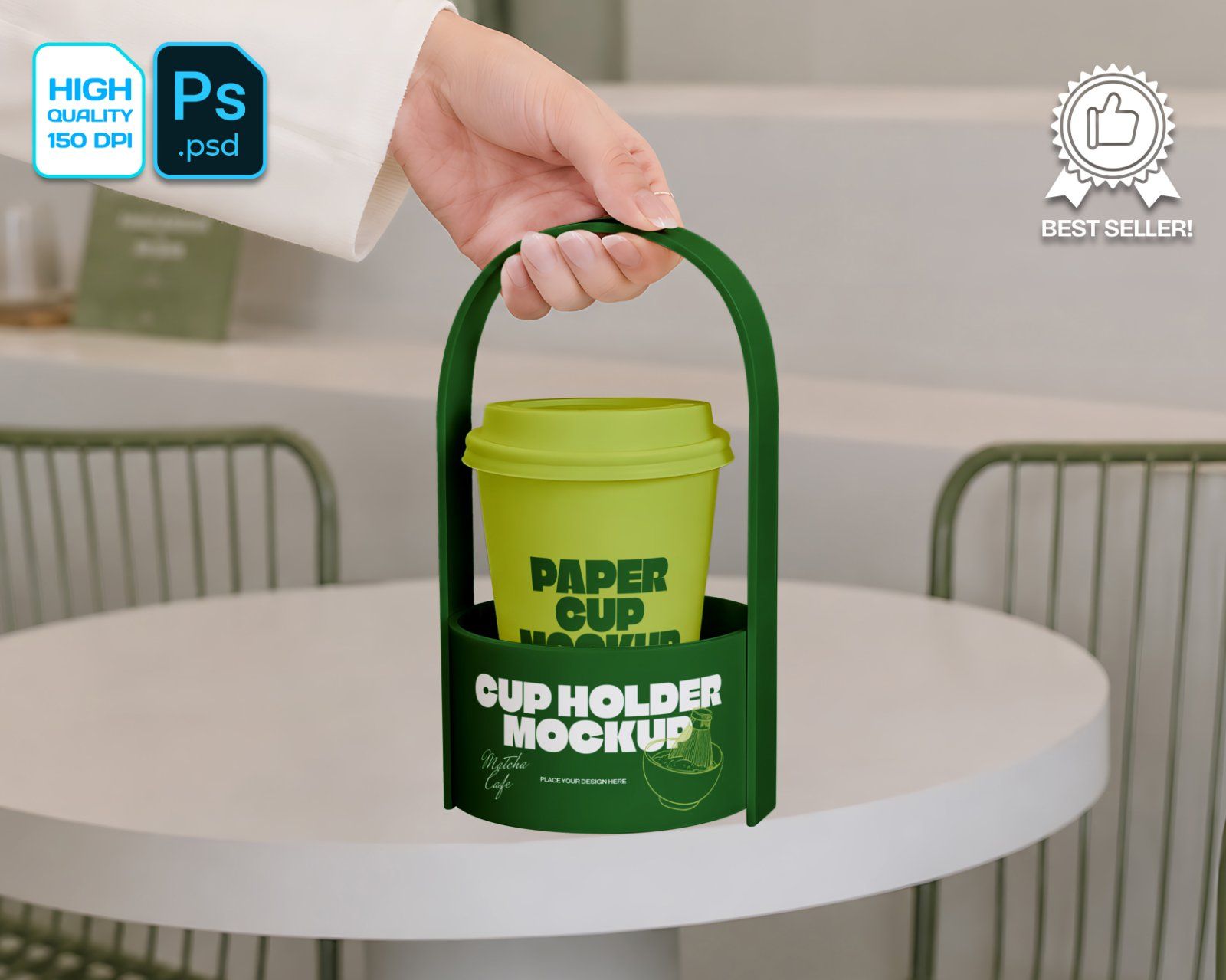 Premium Matcha Cafe Branding Mockup Bundle – 15 Aesthetic PSD Scenes for Tea House, Bakery & Packagi