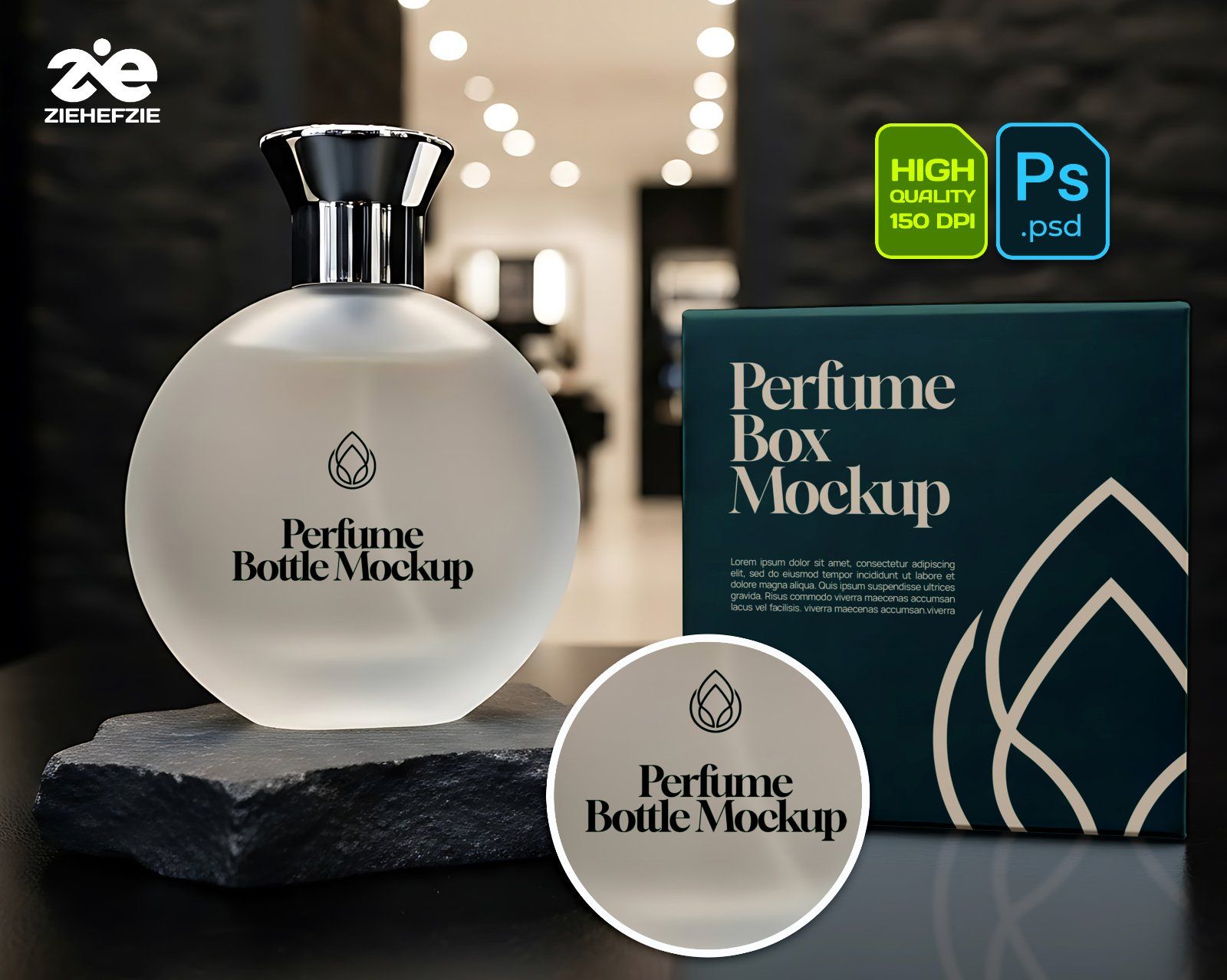 Perfume Brand Store Mockup Bundle PSD – Luxury Fragrance Retail Branding Set