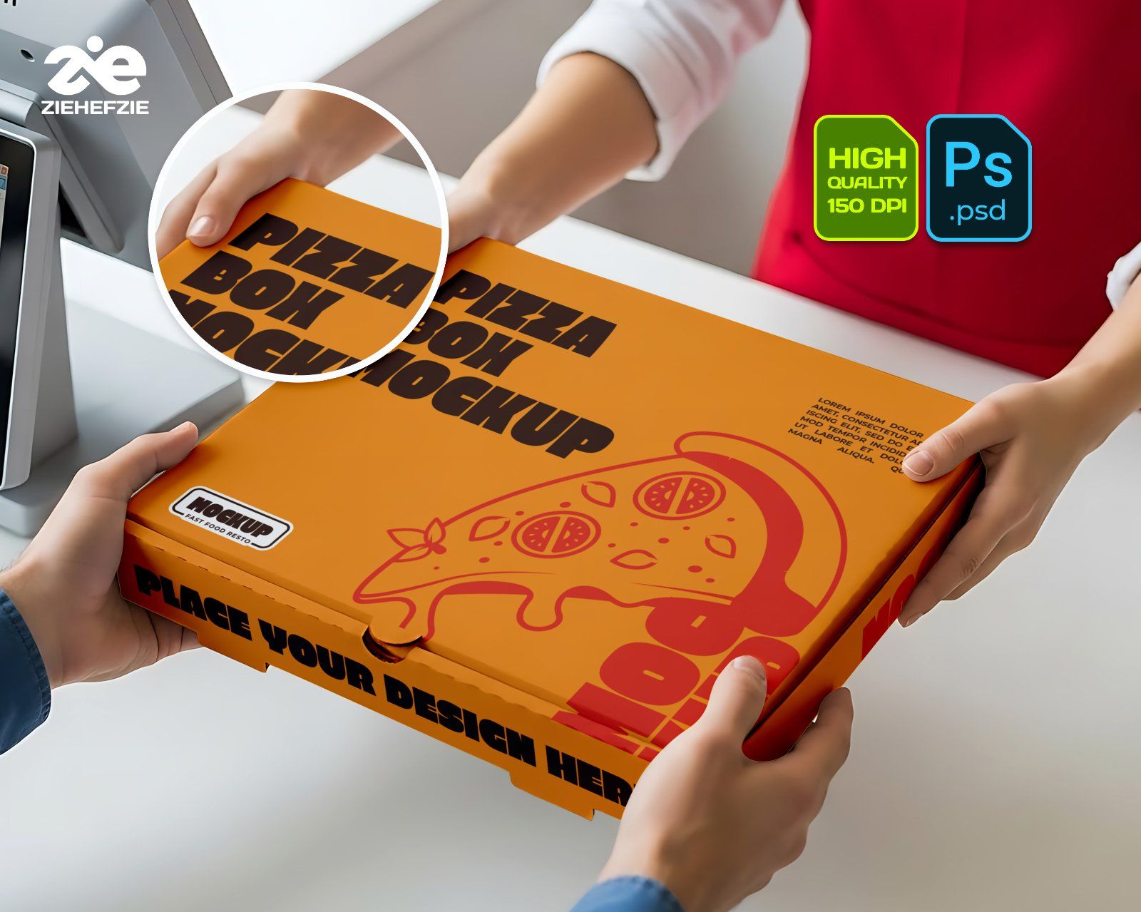 Fast Food Restaurant Mockup Set for Pizza & Fried Chicken Branding.