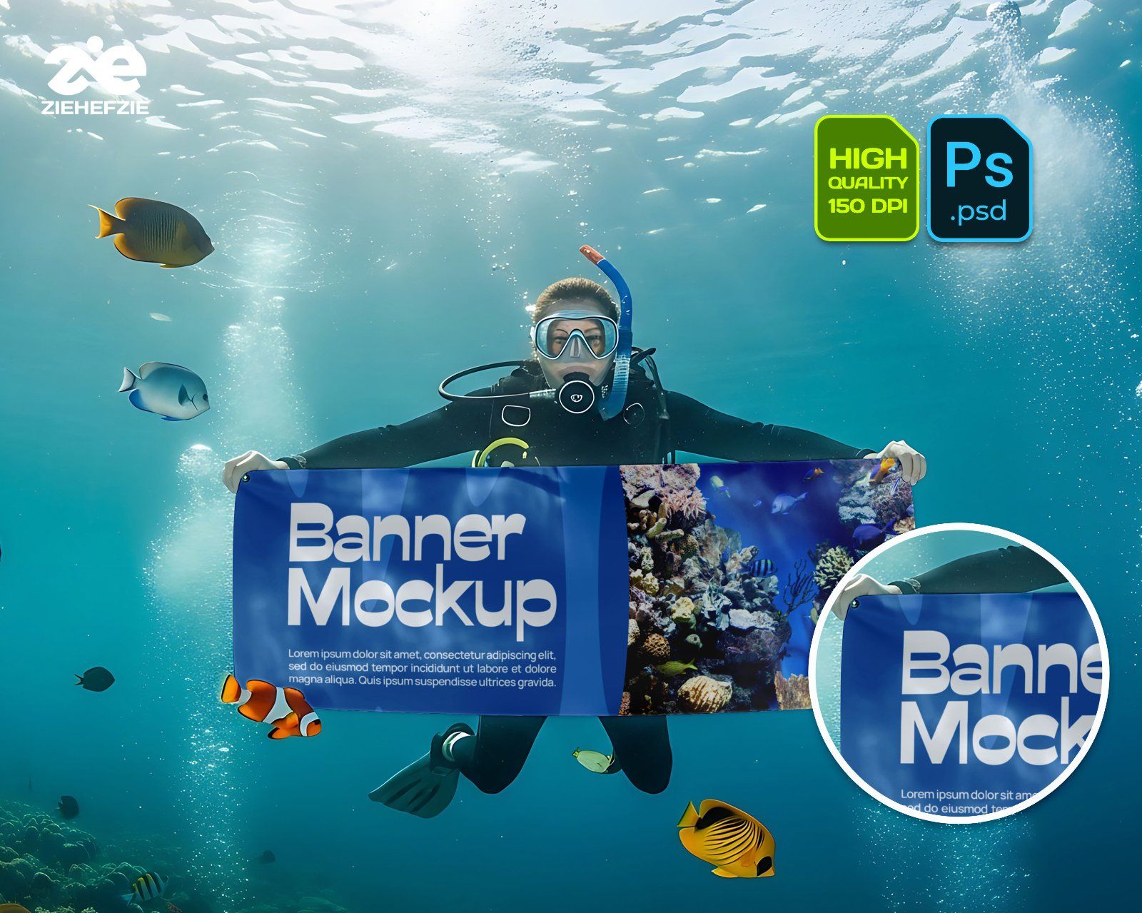 Marine Aquarium Mockup Bundle – 15 PSD Templates for Ocean Park & Underwater Branding