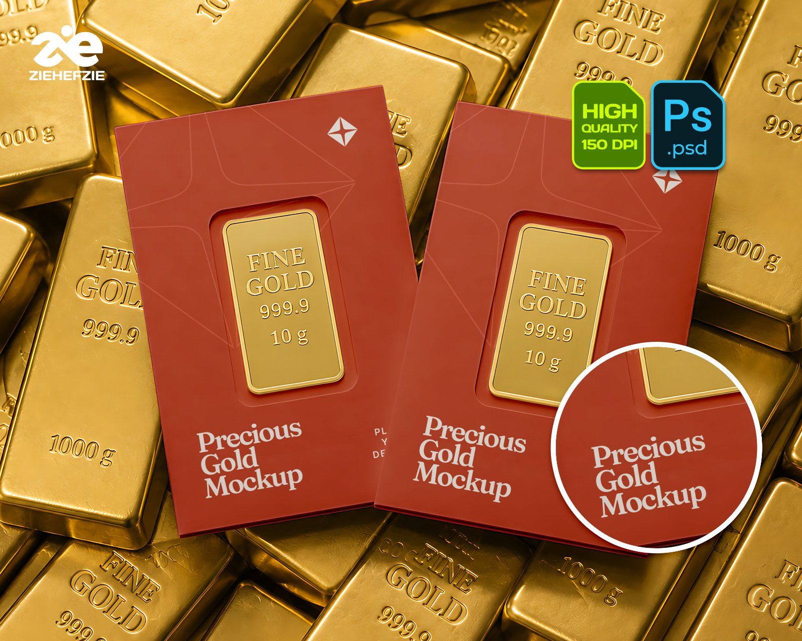 Premium Gold Shop Branding Mockup Bundle – 15 Luxury PSD Scenes for Precious Metal Retail, Jewelry B