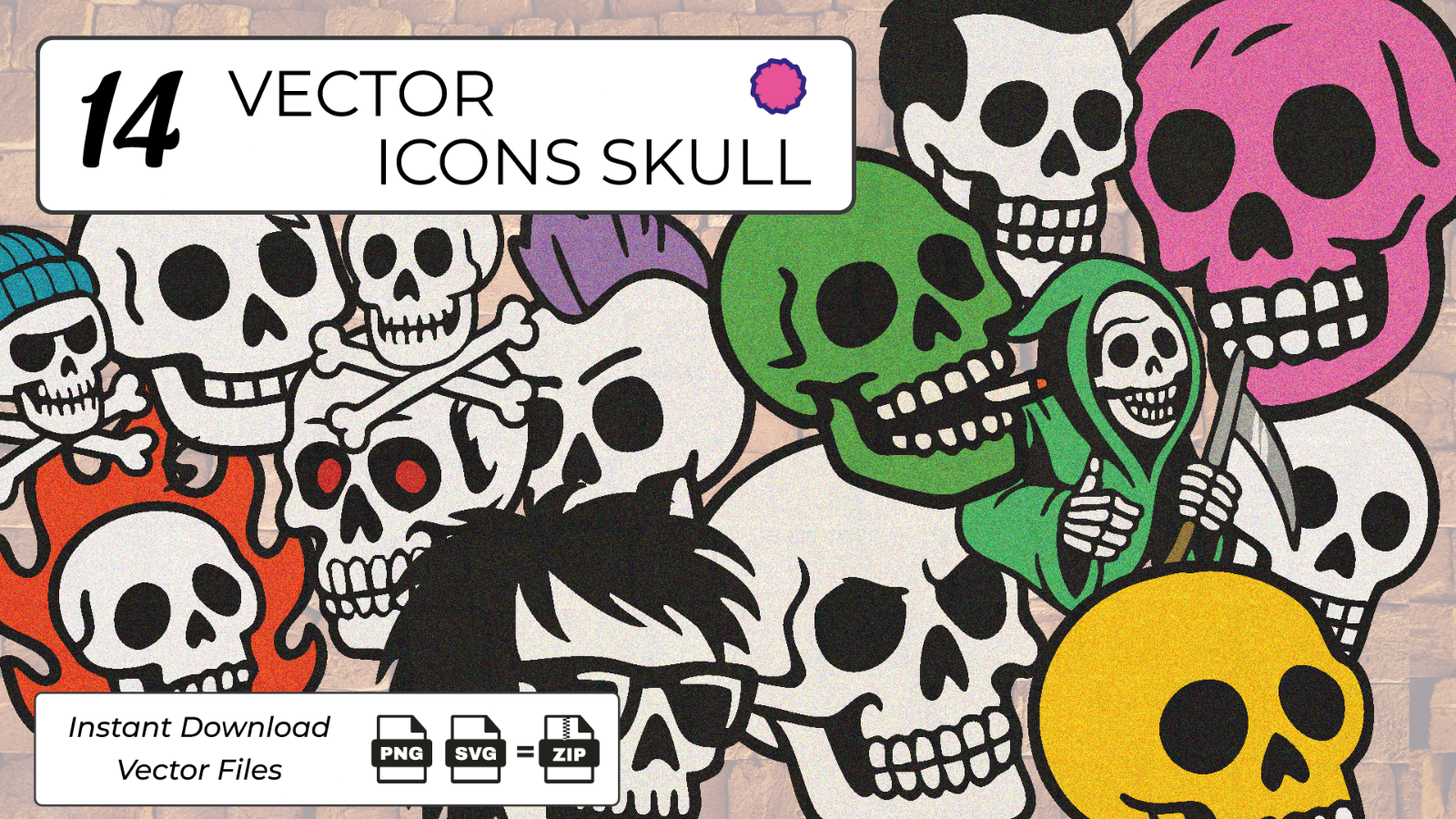 14 bundle icons vector skull — image 1