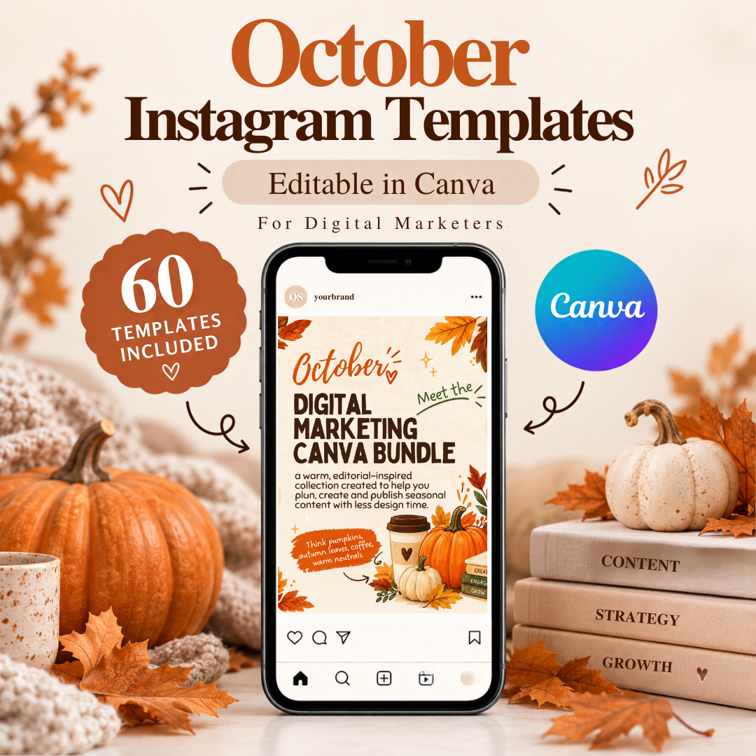 October Instagram Canva Templates, Fall Content Kit for Digital Marketers — image 1