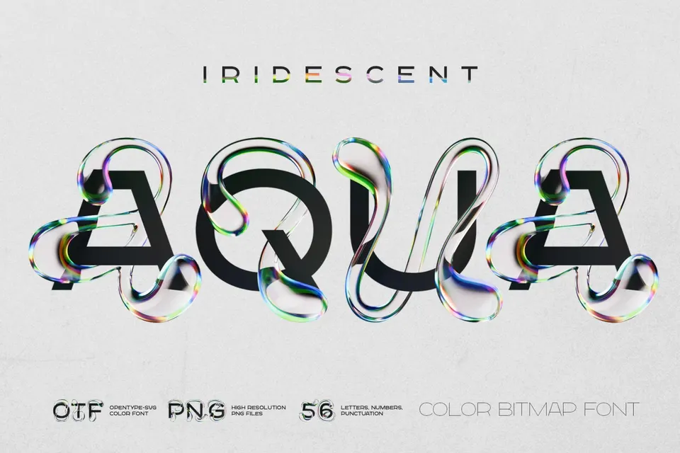 Iridescent Aqua - Color Bitmap Font