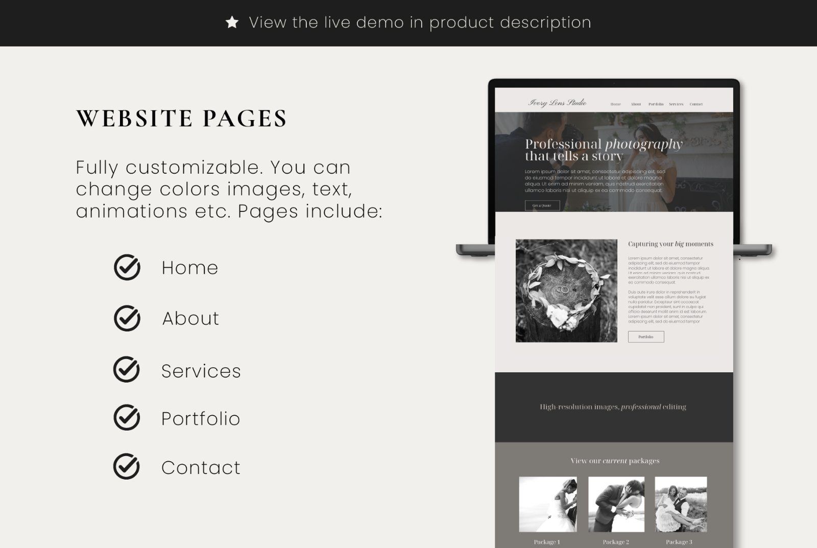 Wix Photography Website Template | Modern Photographer Portfolio