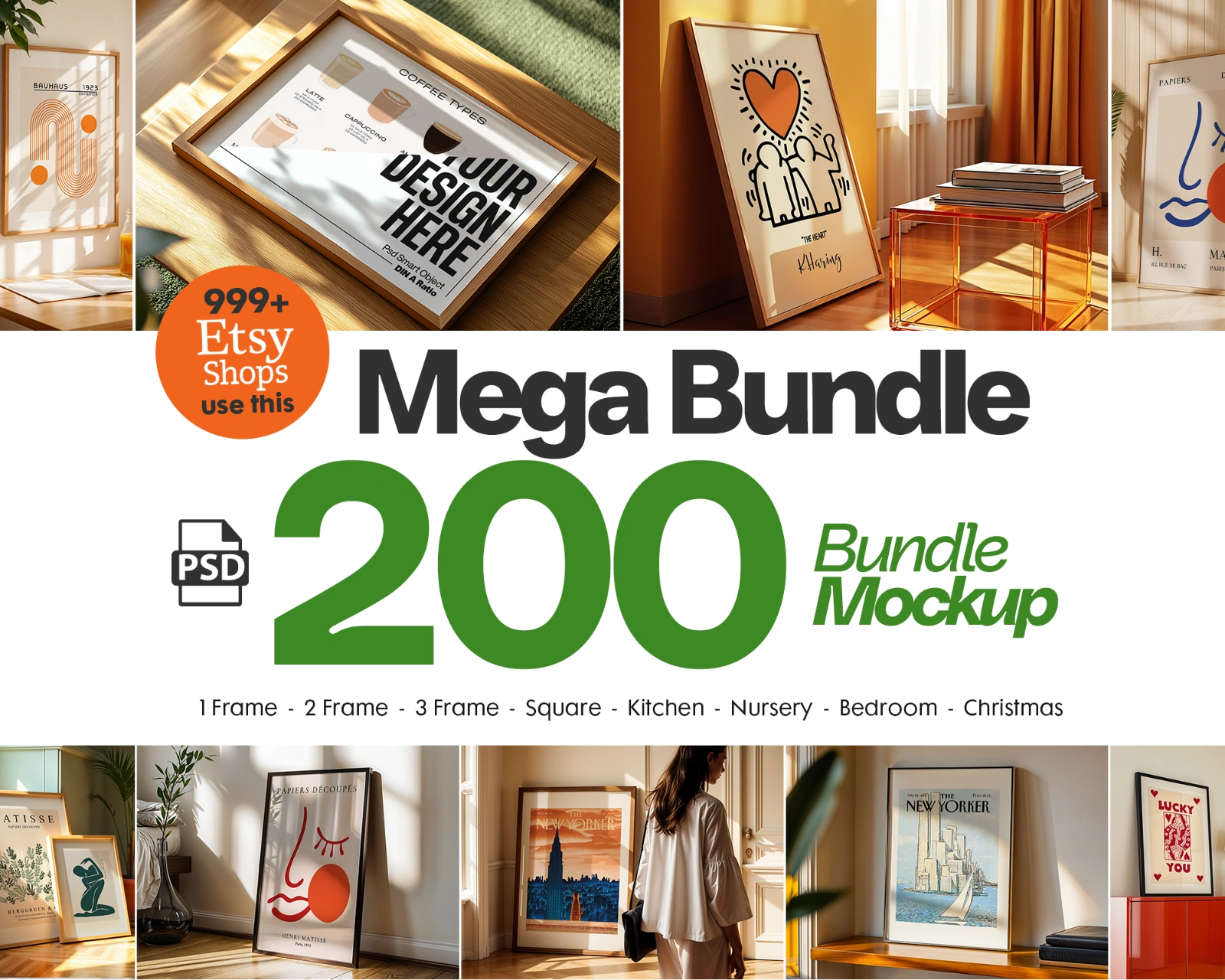 200+ Frames Mockup PSD Bundle: Wall Art Mockups for Designers — image 1