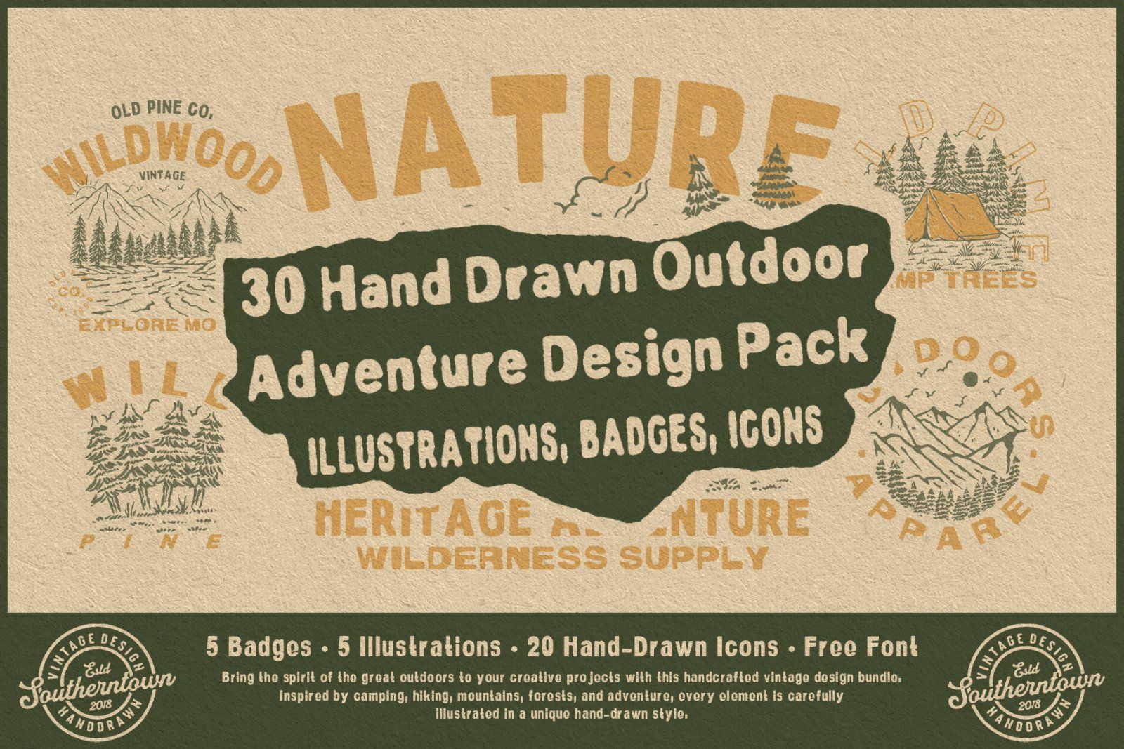 30 Hand Drawn Outdoor Adventure — image 1