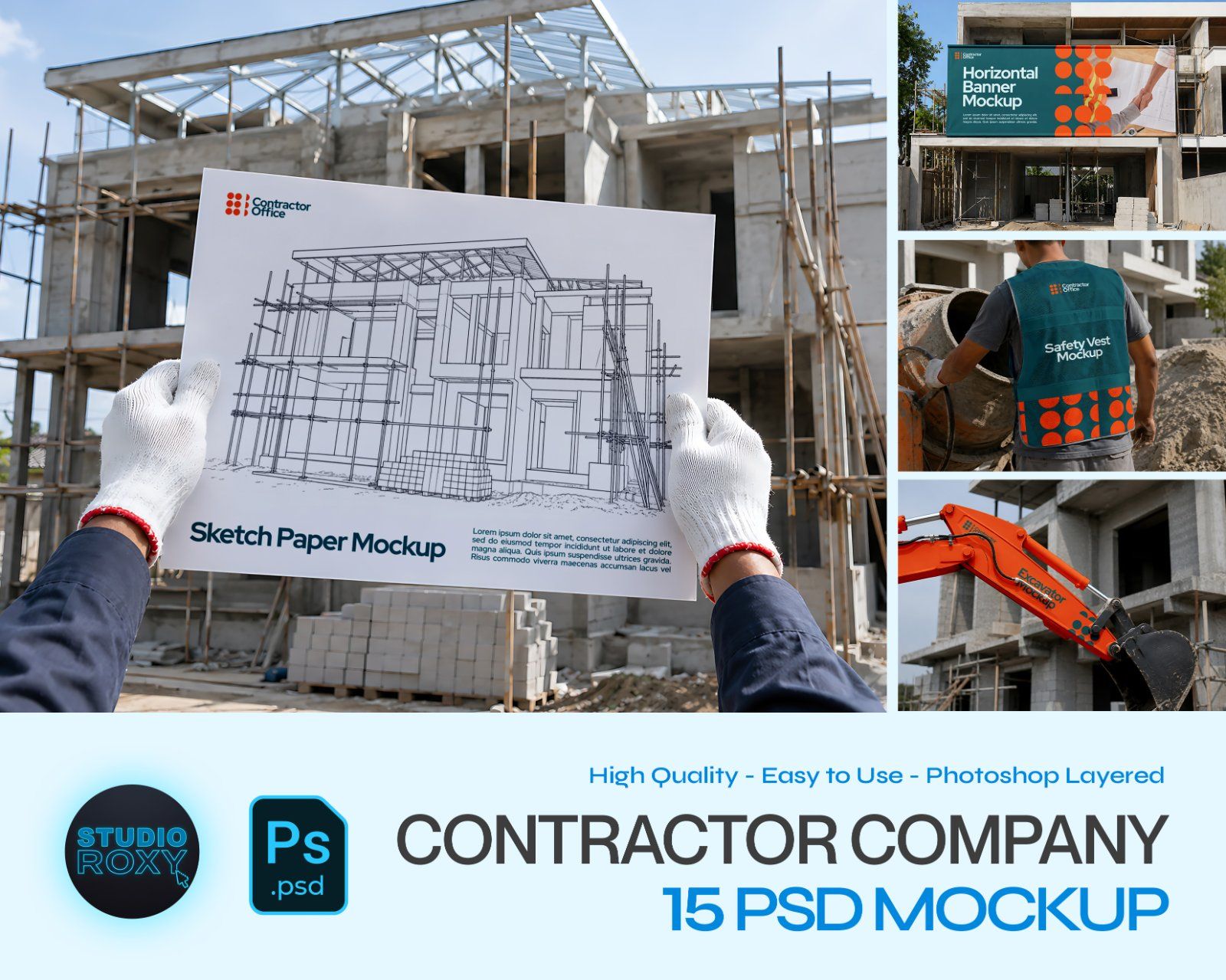 Contractor Company Branding Mockup Bundle - 15 PSD Templates Building Contractor & Architecture — image 1