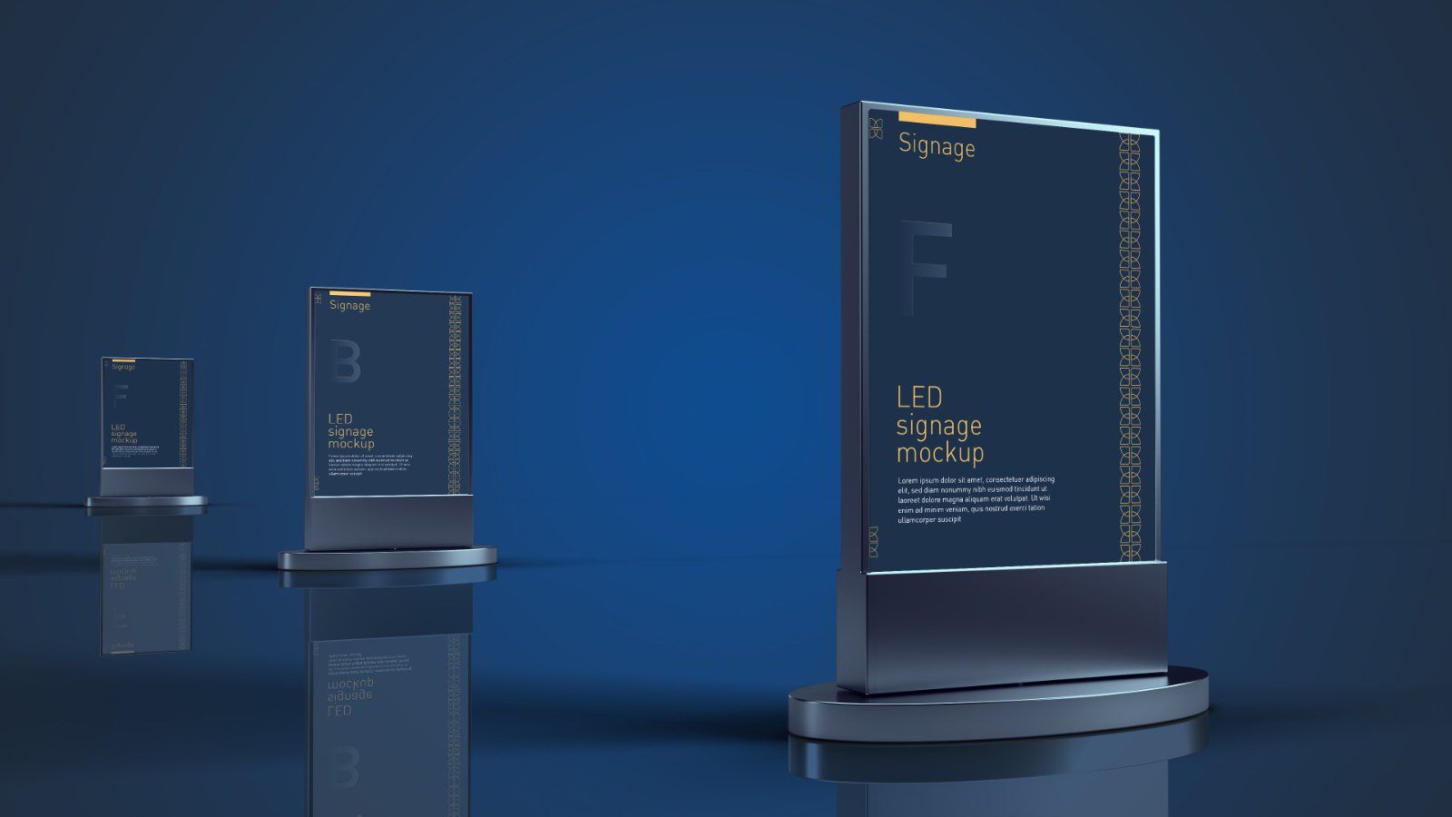 LED Acrylic Signage Mockup – 5 PSD Files, Illuminated Display Stand & Lightbox Branding Mockup