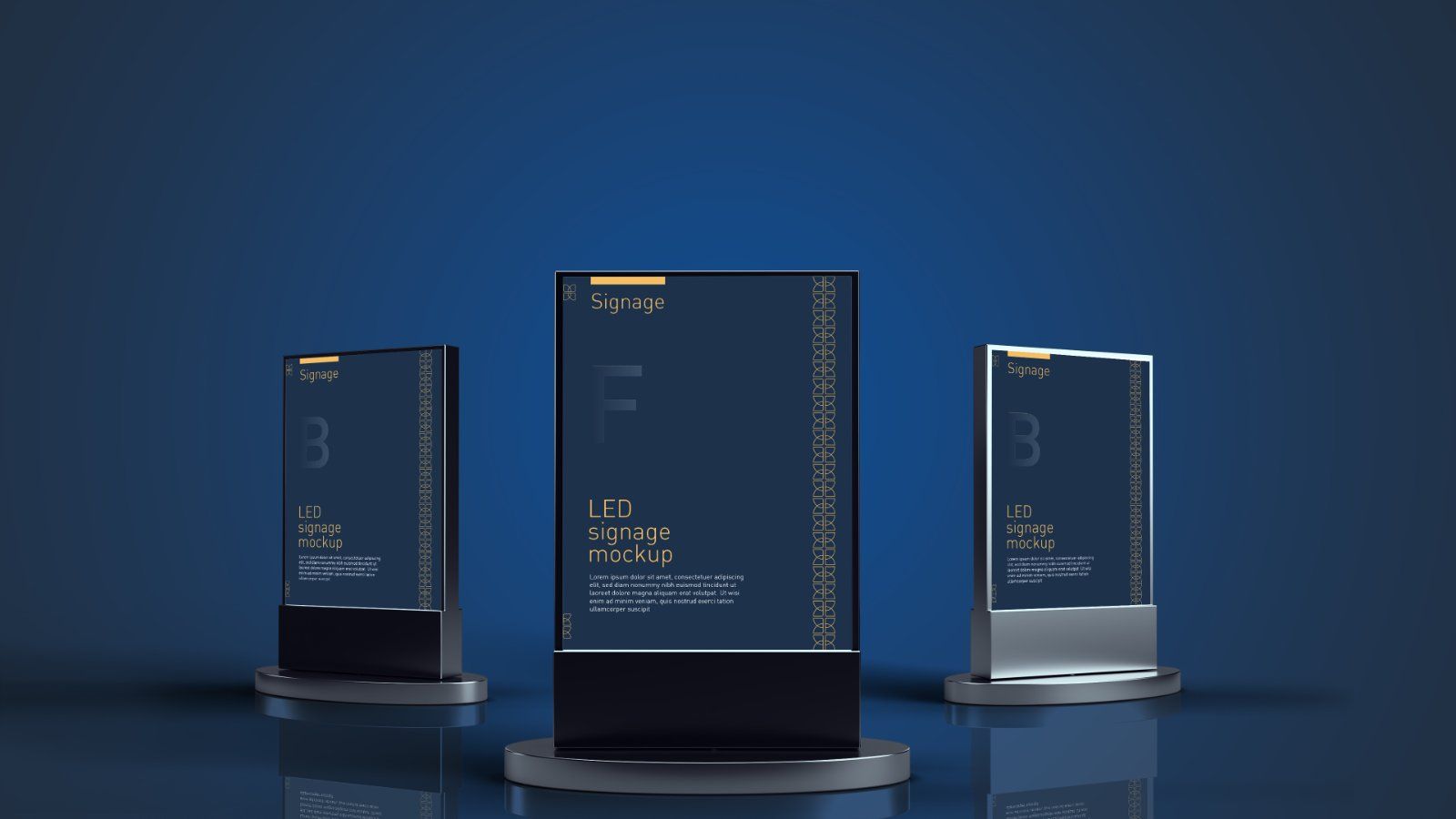 LED Acrylic Signage Mockup – 5 PSD Files, Illuminated Display Stand & Lightbox Branding Mockup