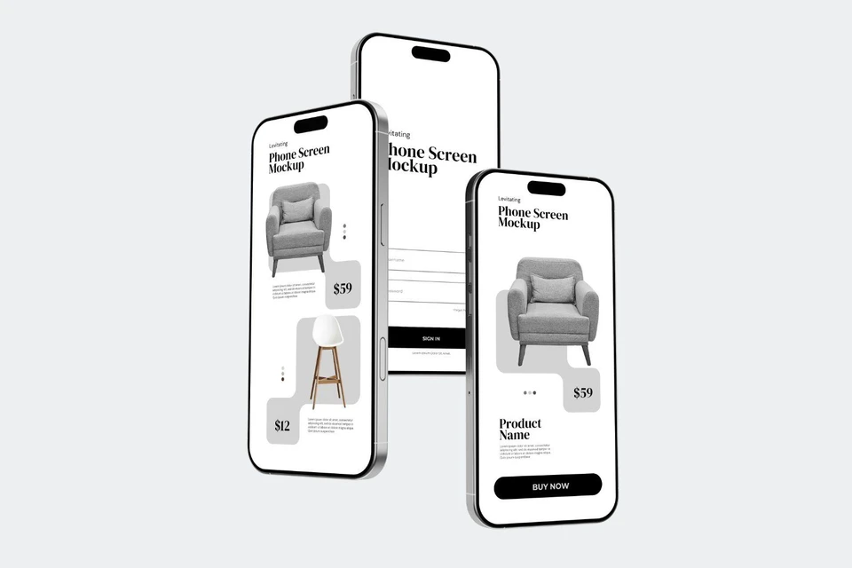 Levitating Phone Screen Mockup V2
