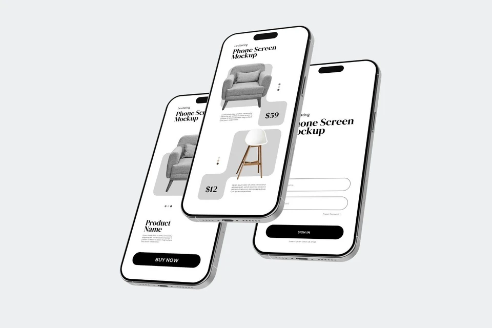 Levitating Phone Screen Mockup V3