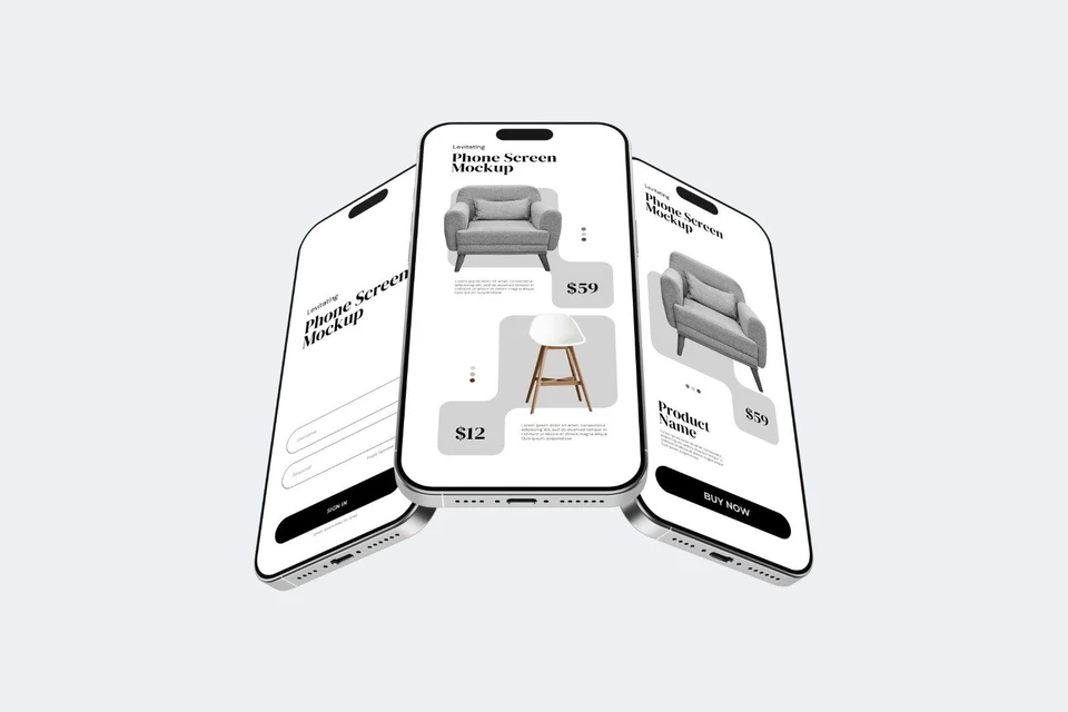 Levitating Phone Screen Mockup V4