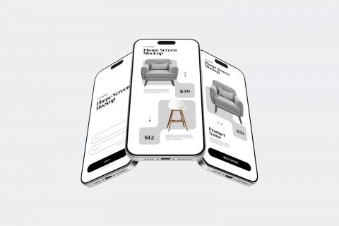 Levitating Phone Screen Mockup V4