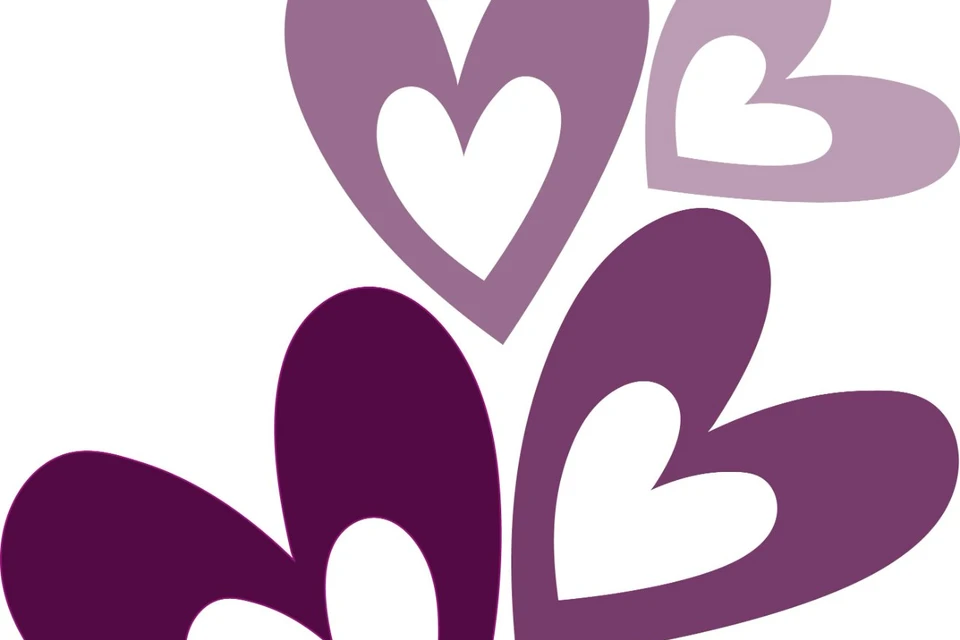 Love Hearts Floating Up in Purple Shades