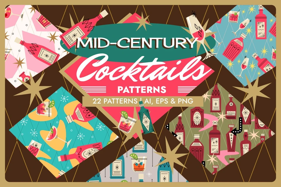 Mid-Century Cocktails Patterns
