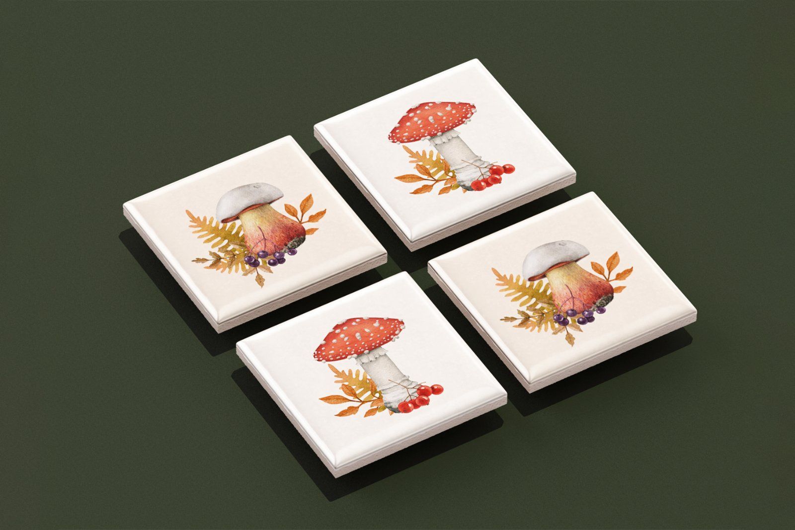 Fall Mushrooms Watercolor Clipart — image 20