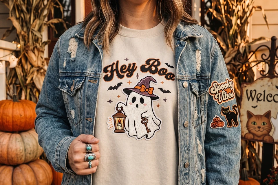 PNG Hey Boo shirt, PNG Halloween, PNG Boo