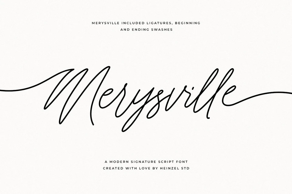 Merysville Modern Signature Script Font with Swashes