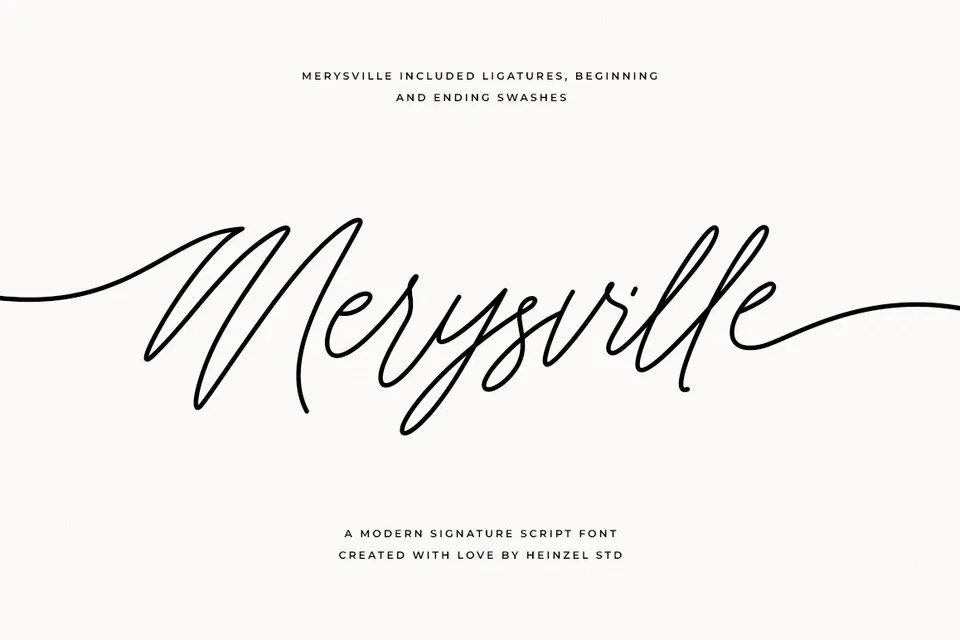 Merysville Modern Signature Script Font with Swashes