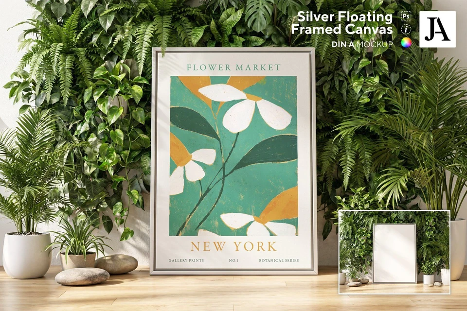 Silver Framed Canvas | DIN A PSD