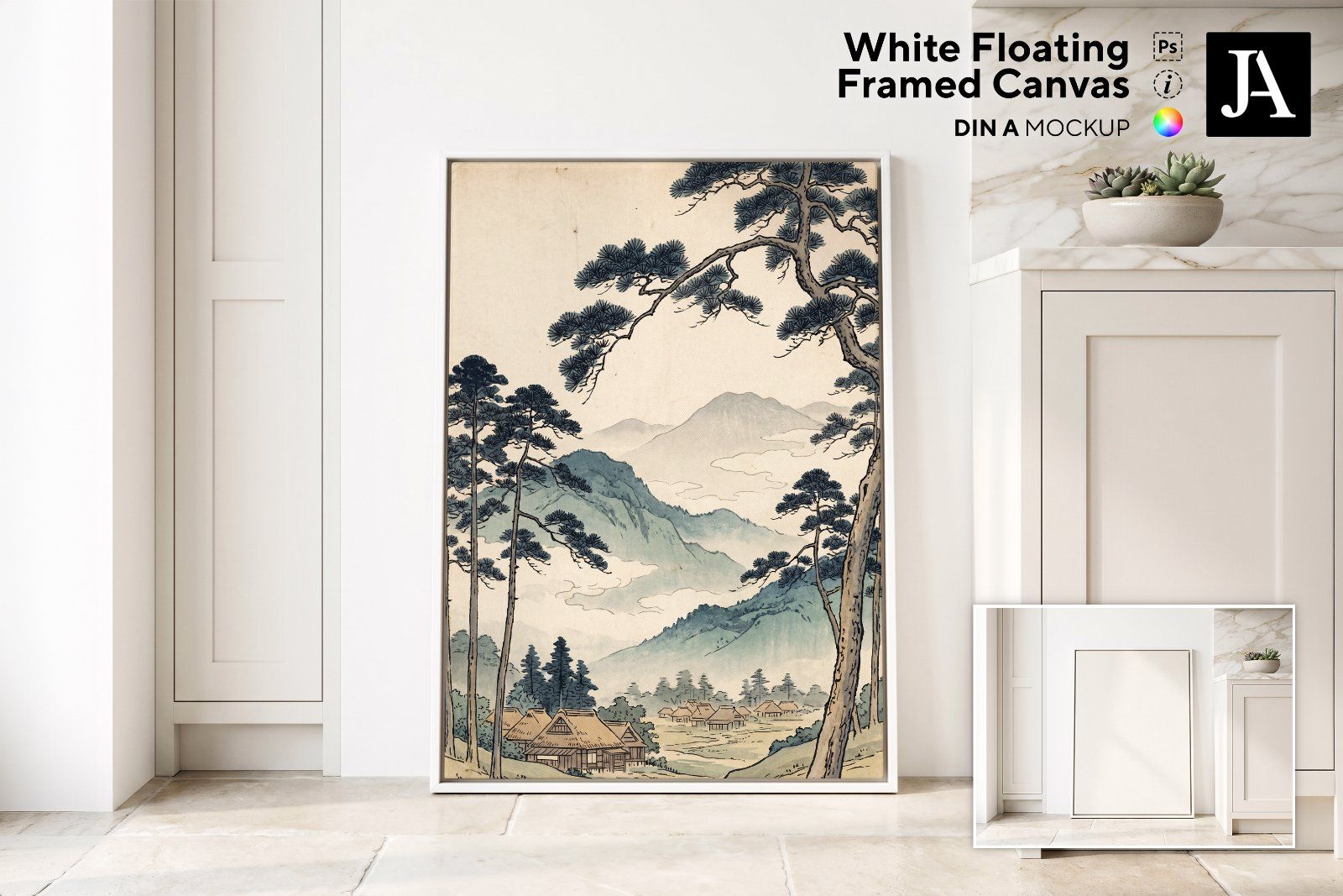 White Framed Canvas | DIN A PSD — image 1