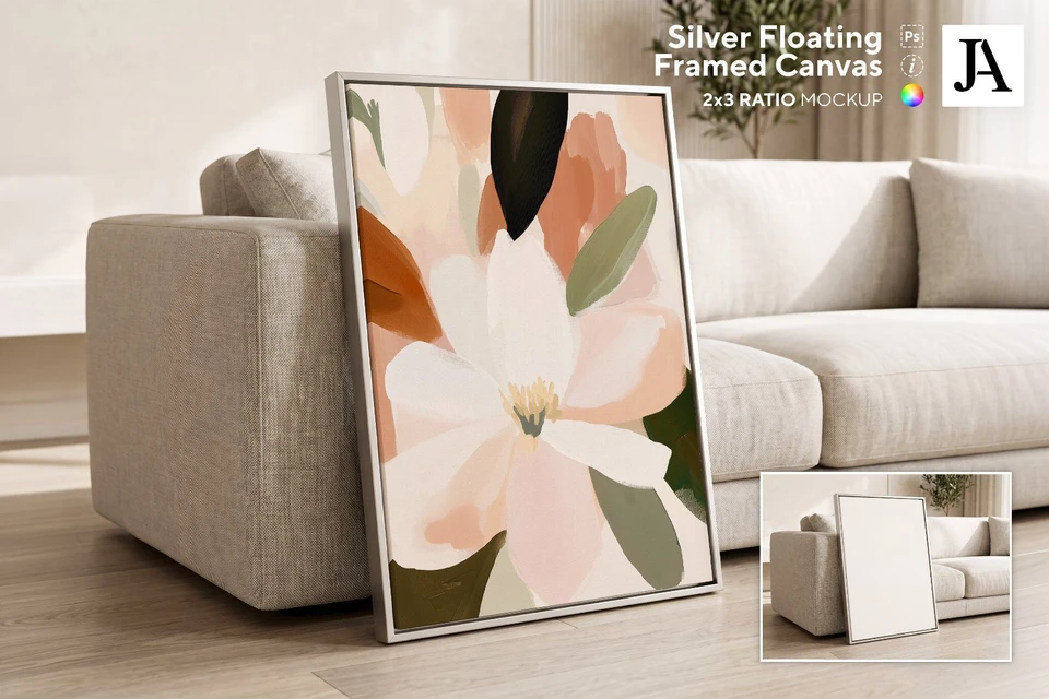 Silver Framed Canvas | 2x3 Ratio PSD