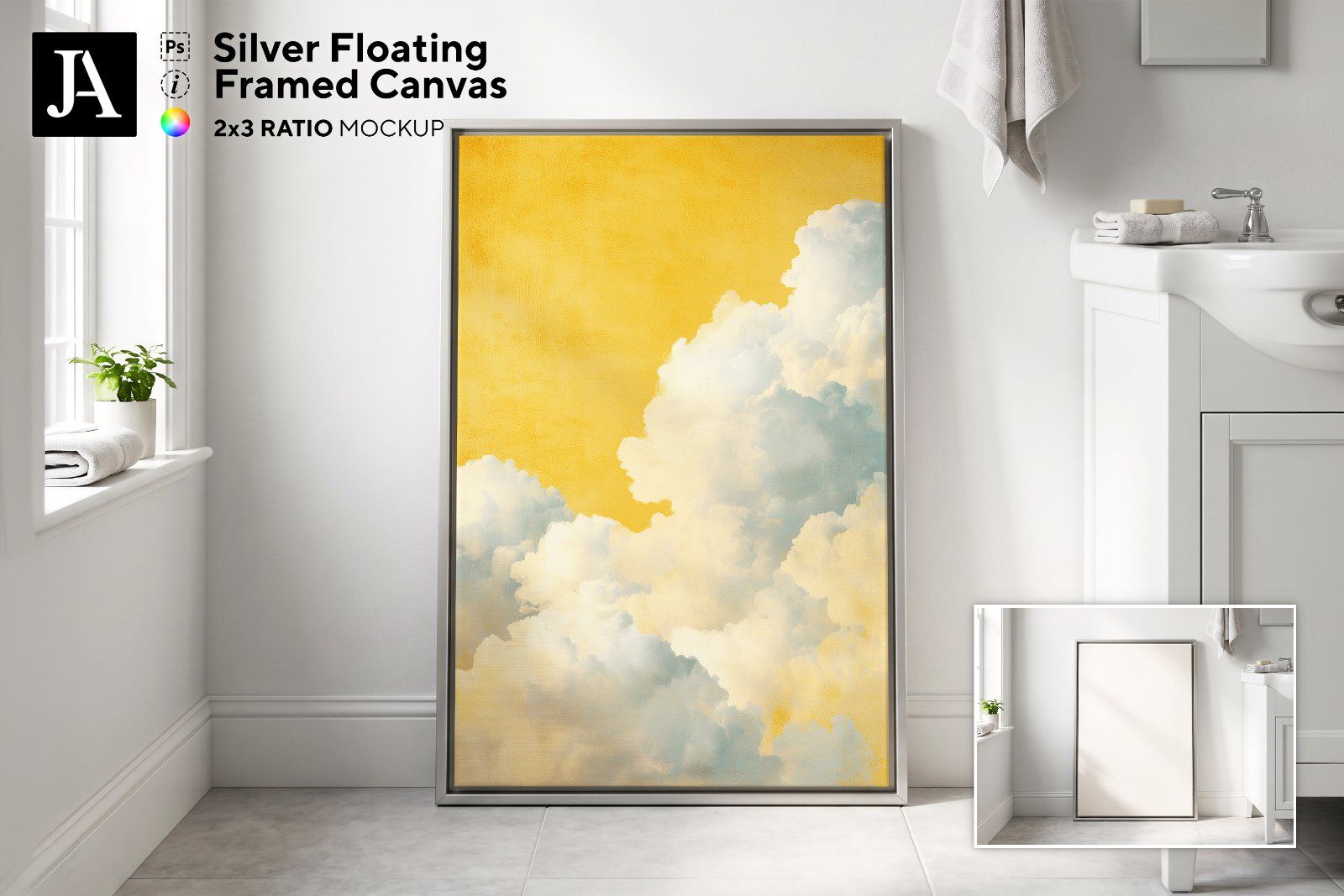 Silver Framed Canvas | 2x3 Ratio PSD — image 1