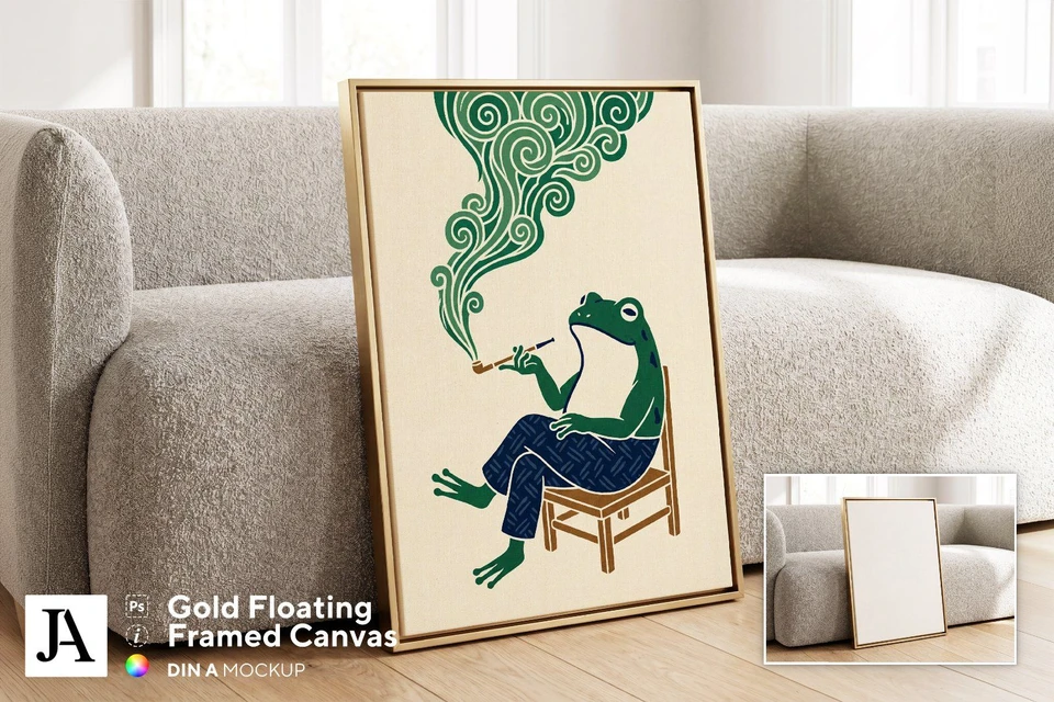 Gold Framed Canvas | DIN A PSD